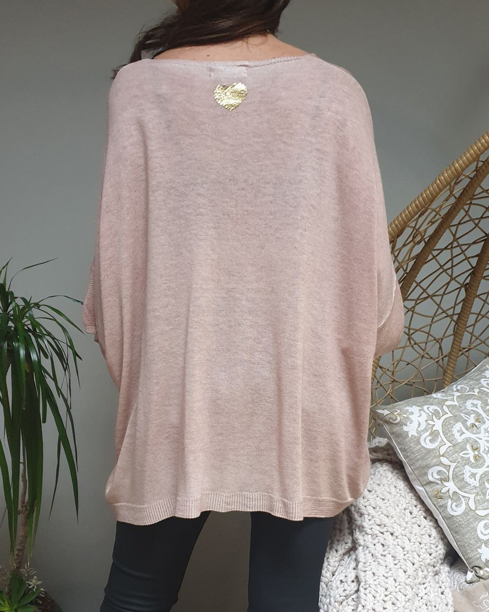 T-Shirt vieux rose coiffe indienne grise et dorée