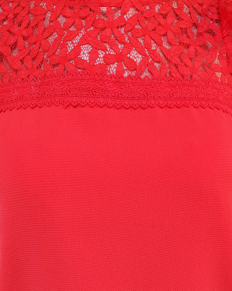 Blouse sans manches dentelle rouge