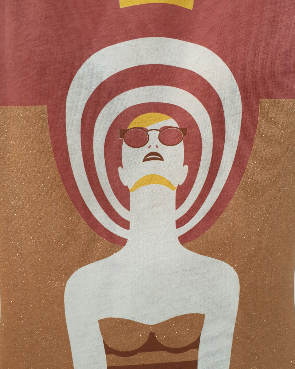 T-Shirt blanc femme sunset terracota pailleté