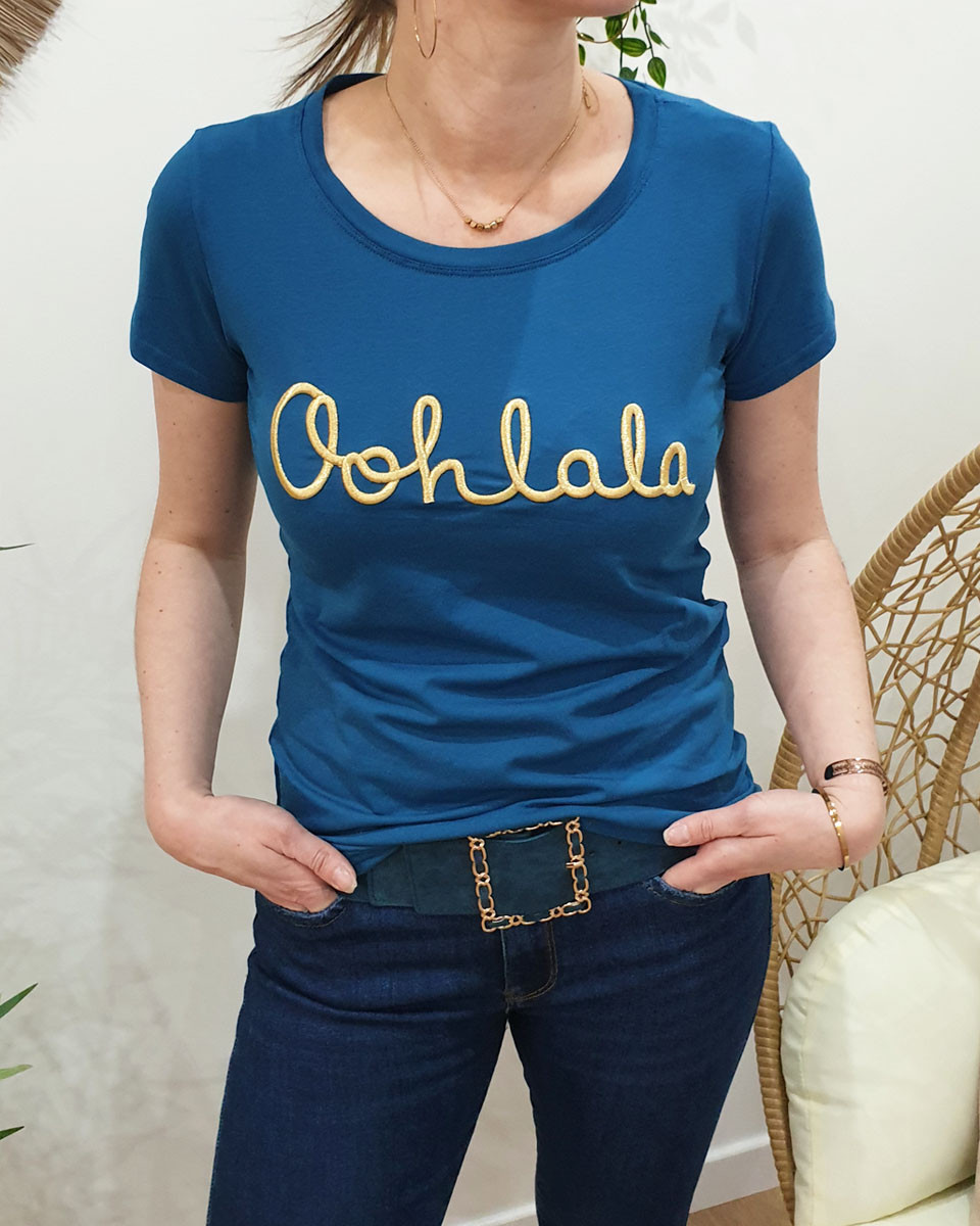 T-Shirt bleu canard Oohlala doré