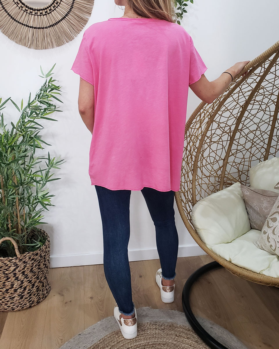 T-shirt Oversize rose ROCK sequins