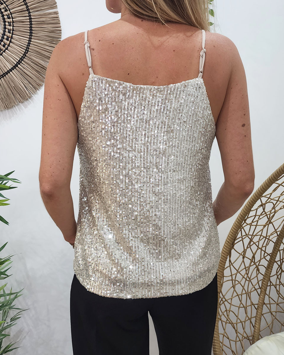 Top sequin beige