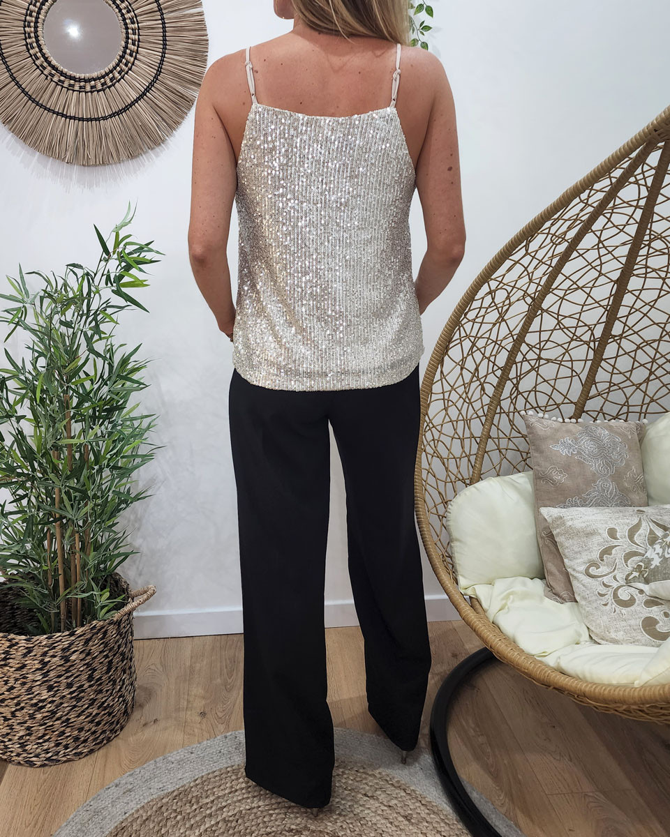 Top sequin beige
