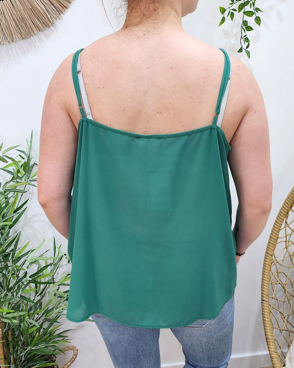 Top femme à bretelles grande taille vert Nicolette