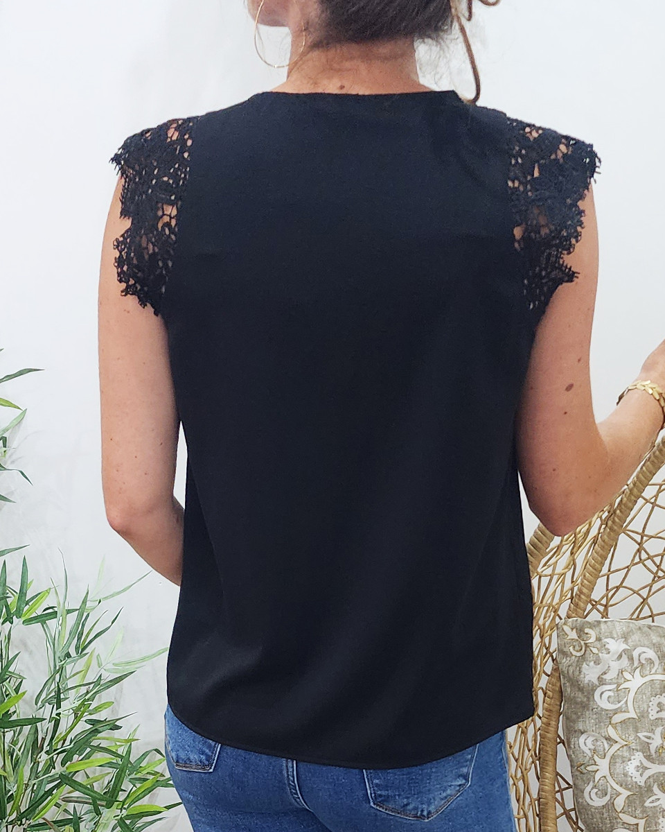 Top femme noir dentelle Noelline