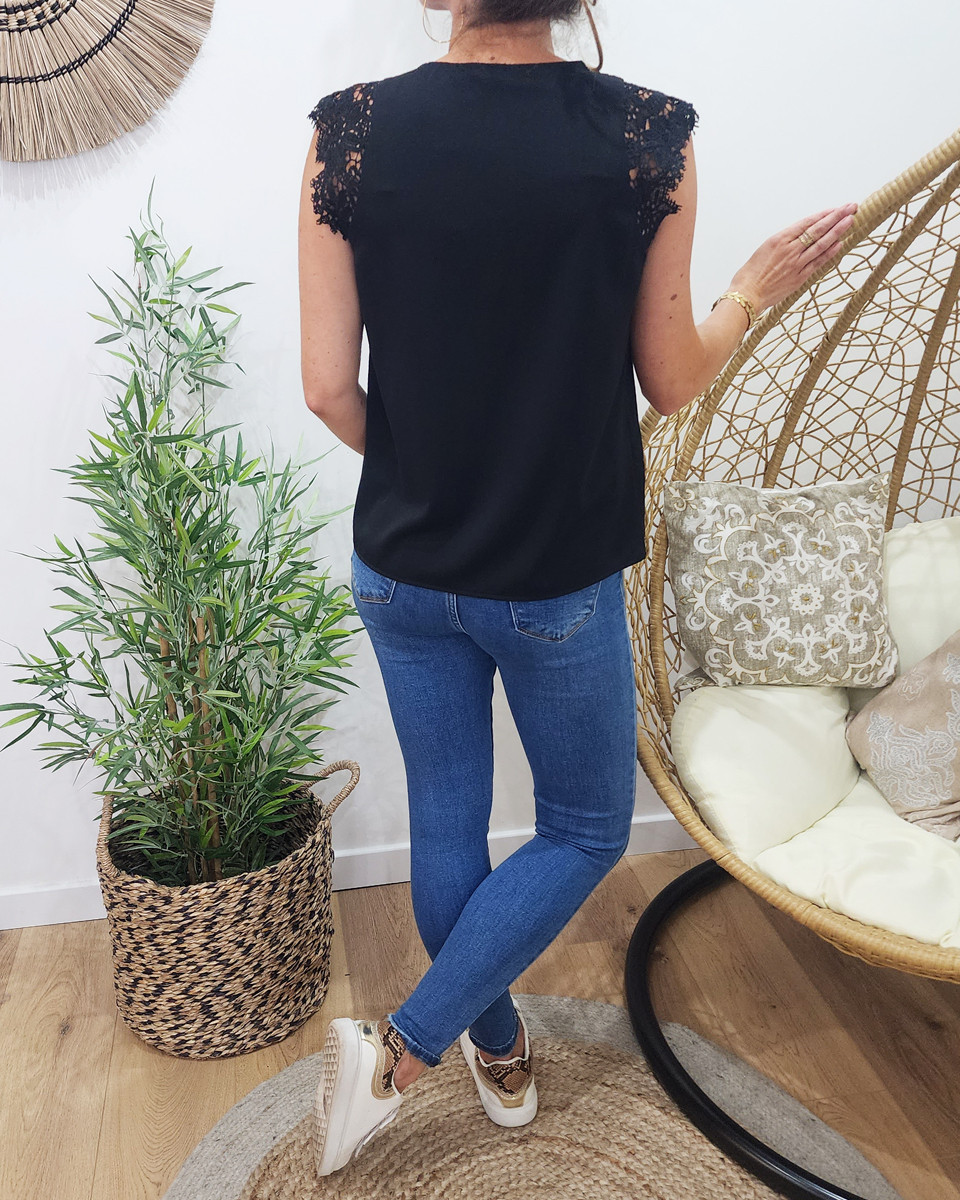 Top femme noir dentelle Noelline