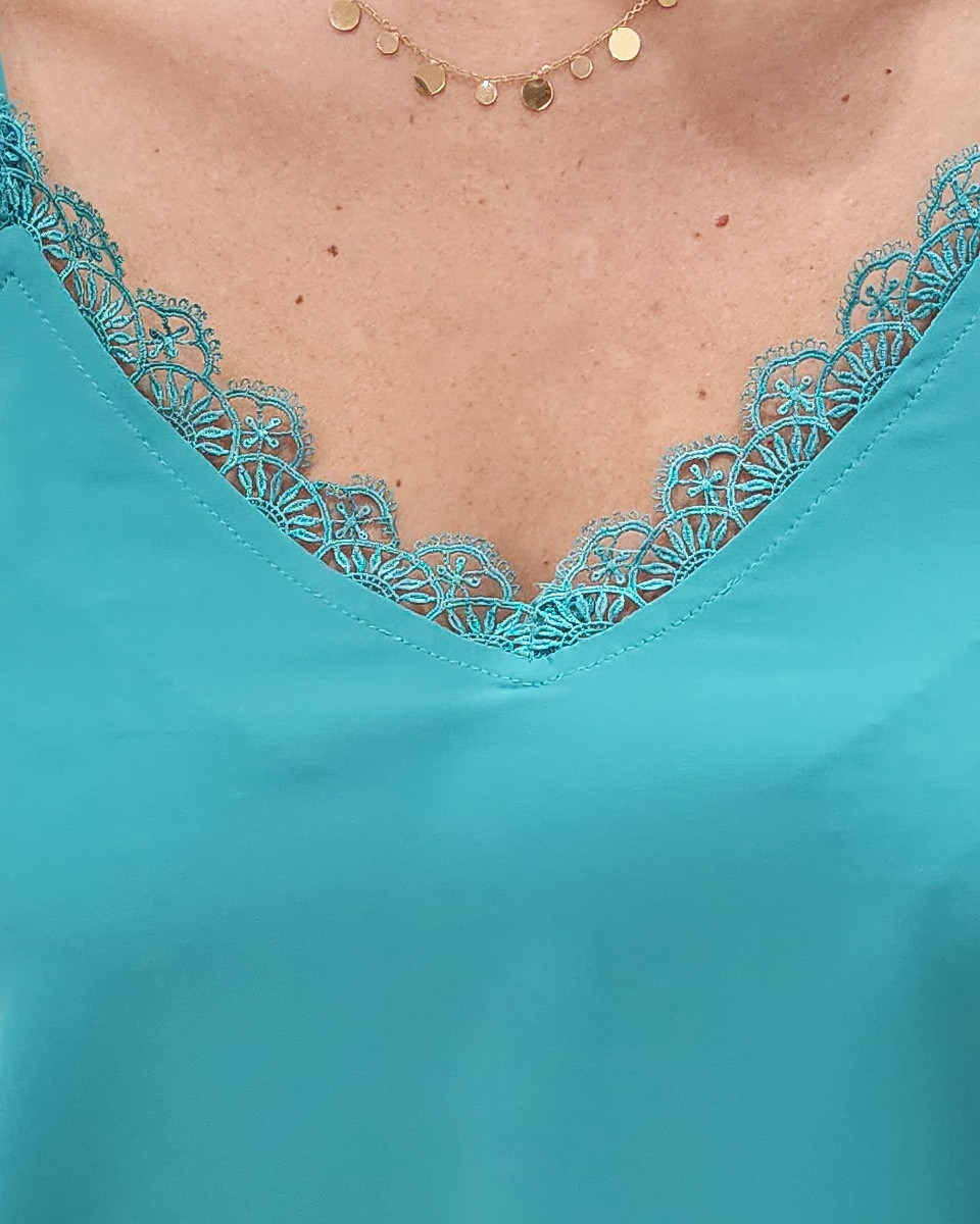 Top femme à bretelles turquoise Lexi