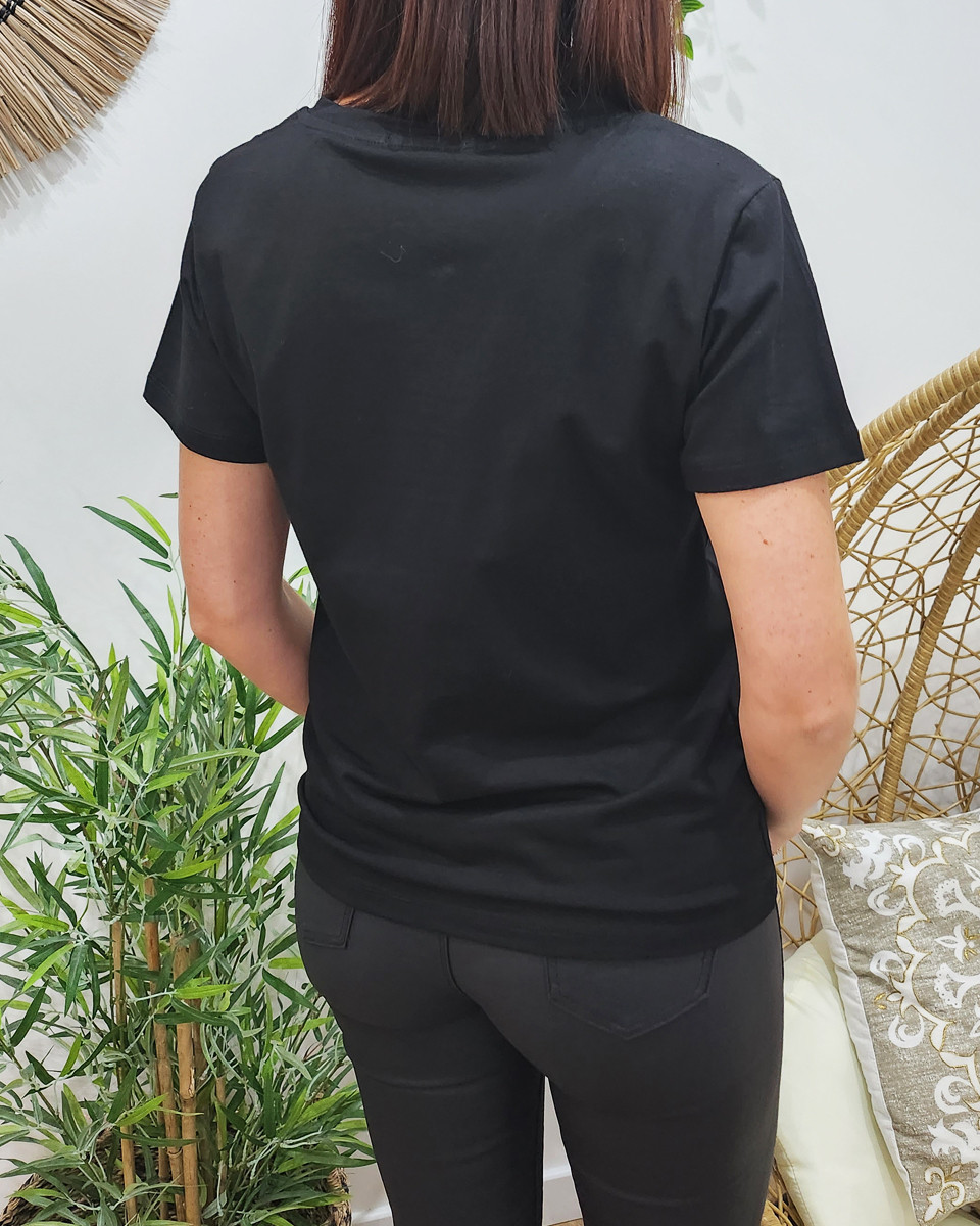 T-Shirt femme noir Telle mère telle fille doré