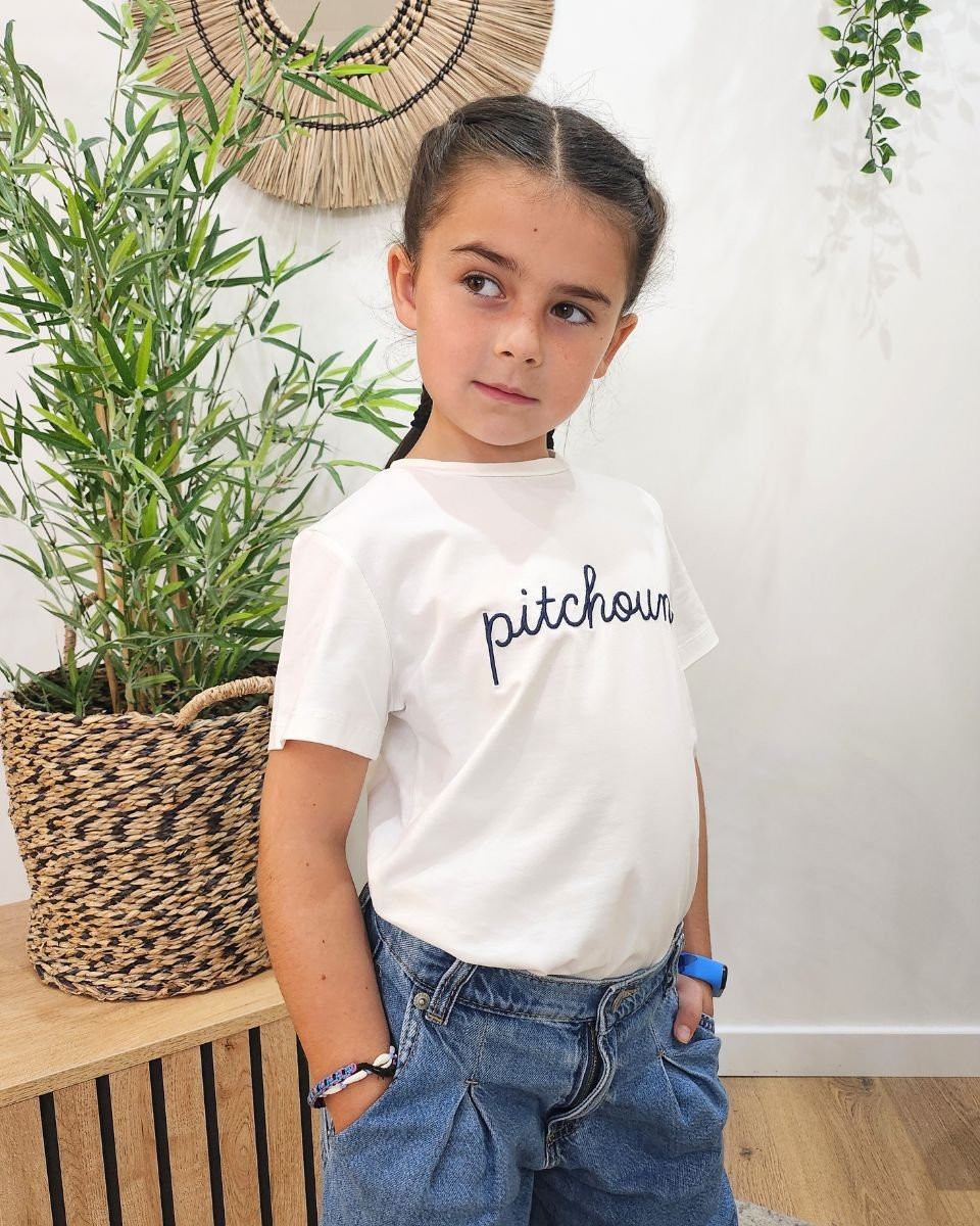 T-Shirt enfant blanc pitchoun marine