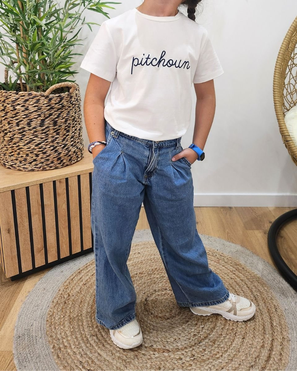 T-Shirt enfant blanc pitchoun marine