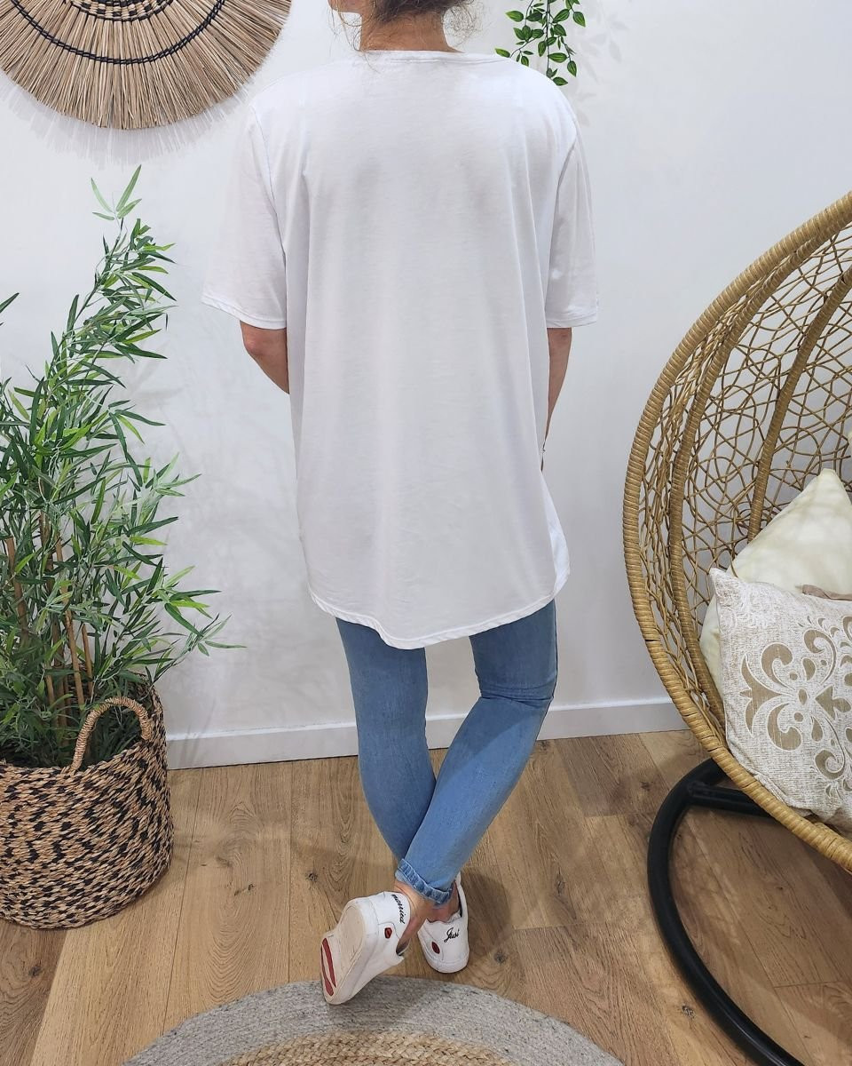 T-Shirt oversize femme blanc Amour Amour doré