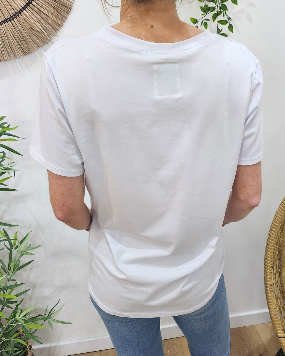 T-Shirt oversize femme blanc mama doré