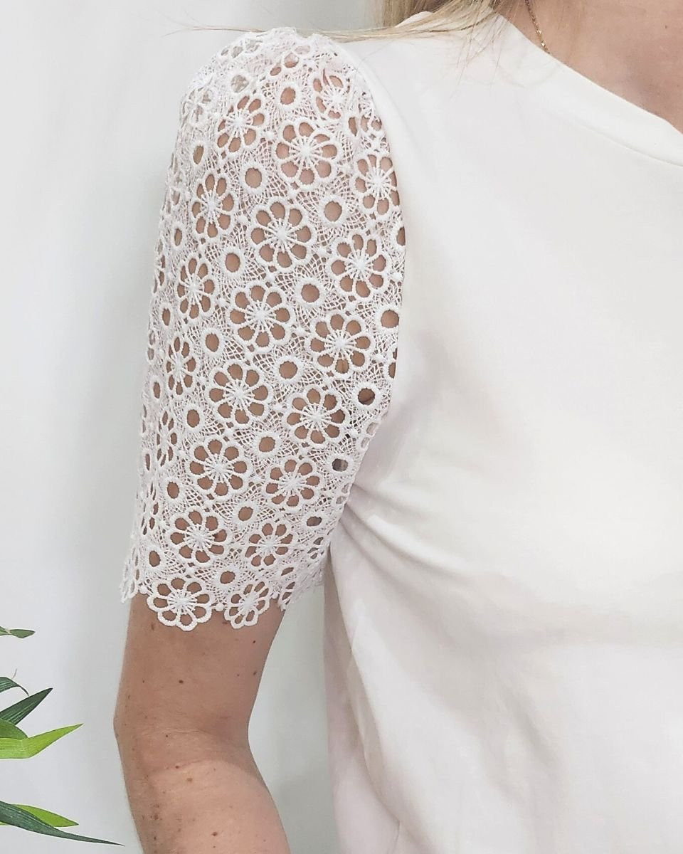 T-shirt femme banc manches brodées Léontine