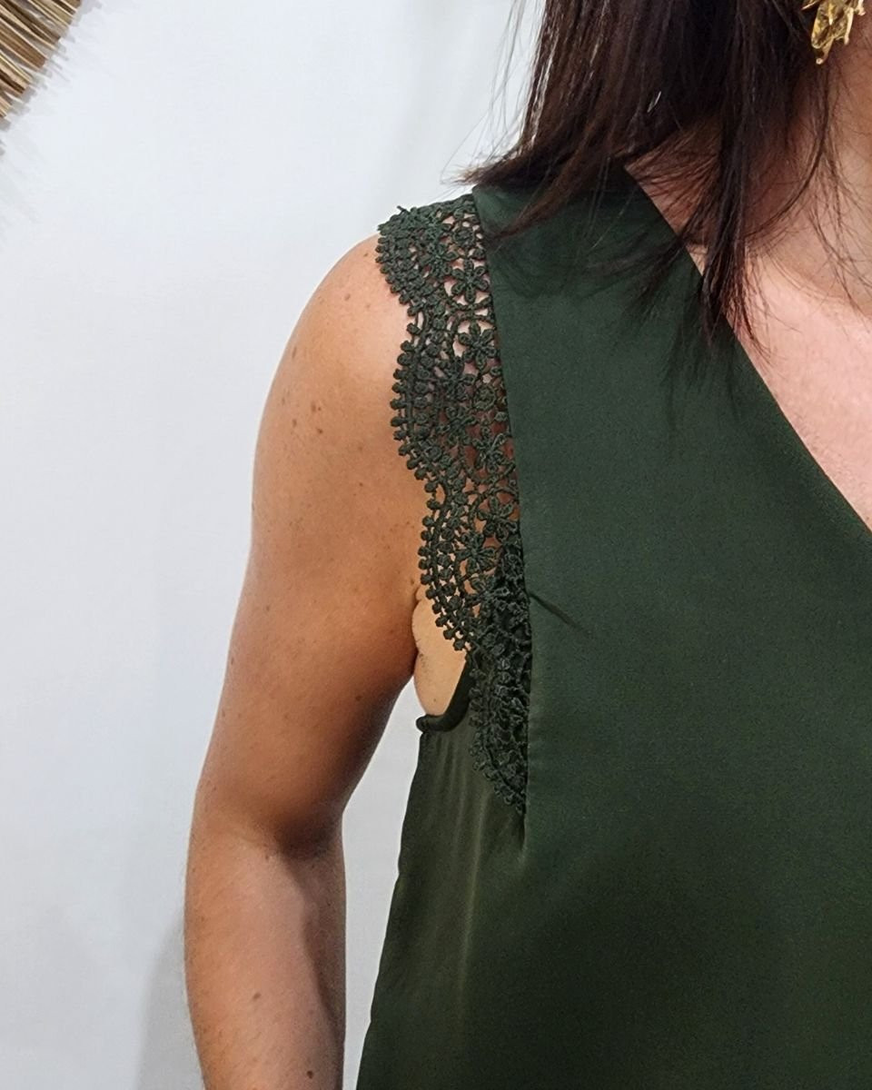 Top femme kaki dentelle Adrienne