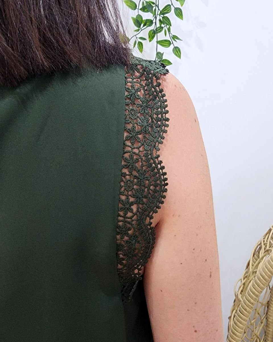 Top femme kaki dentelle Adrienne