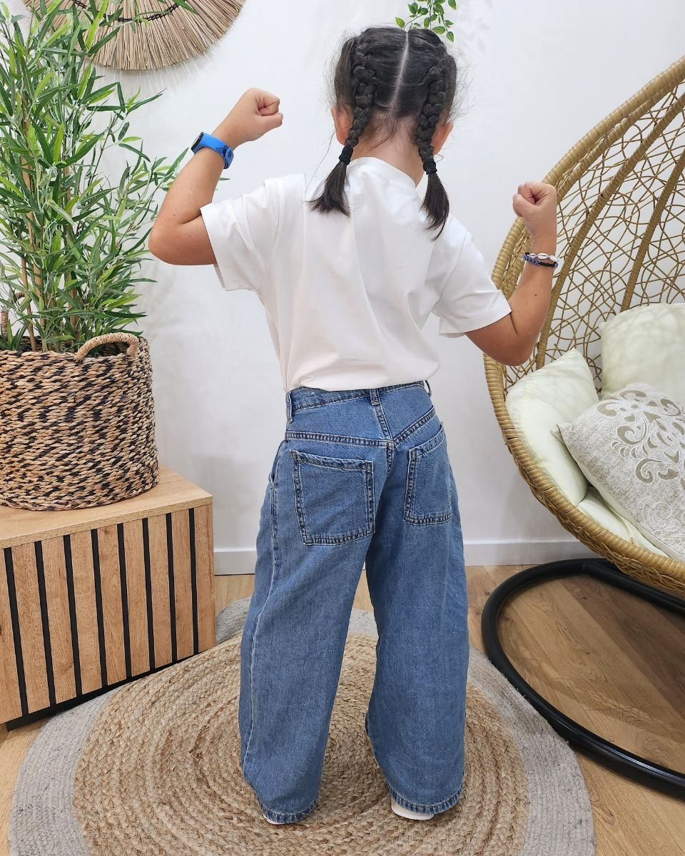 T-Shirt enfant ecru broderie bichette léopard