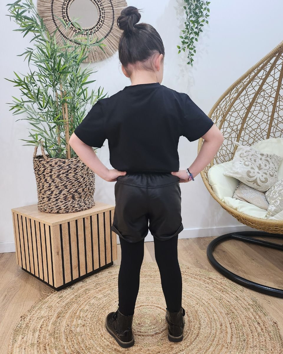 T-Shirt enfant noir broderie bichette dorée