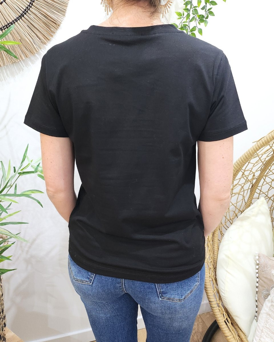 T-Shirt femme noir J'irai où tu iras doré