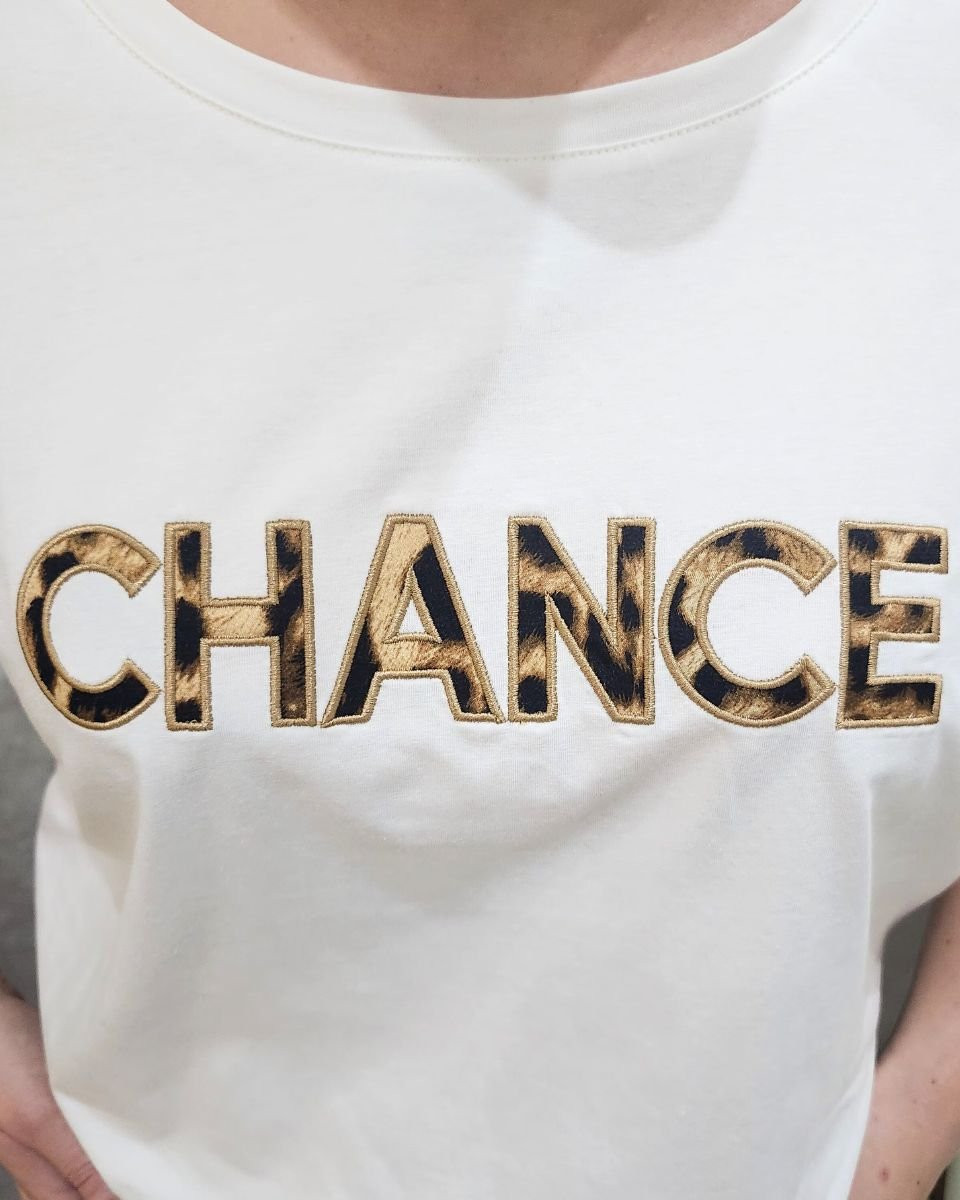 T-shirt femme broderie Chance léopard