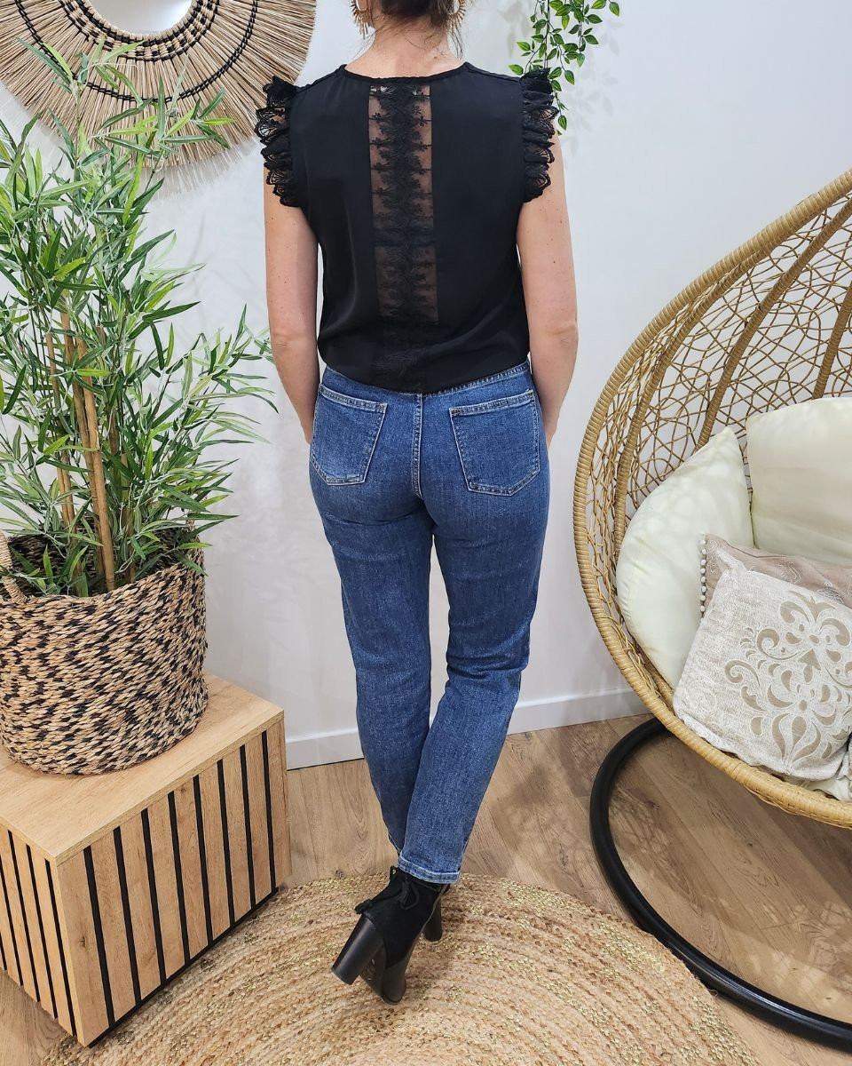 Top femme noir dentelle Francesca