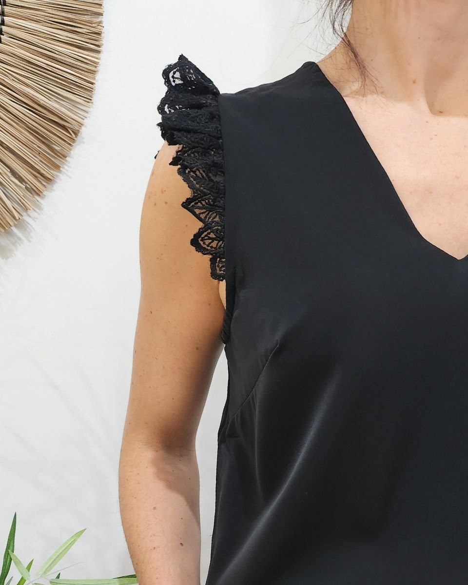 Top femme noir dentelle Francesca
