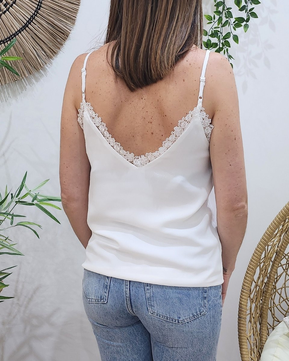 Top femme à bretelles blanc Juliana