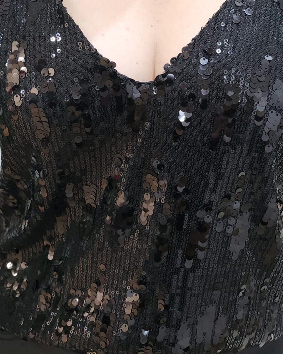 Top femme noir à sequins Cassiane