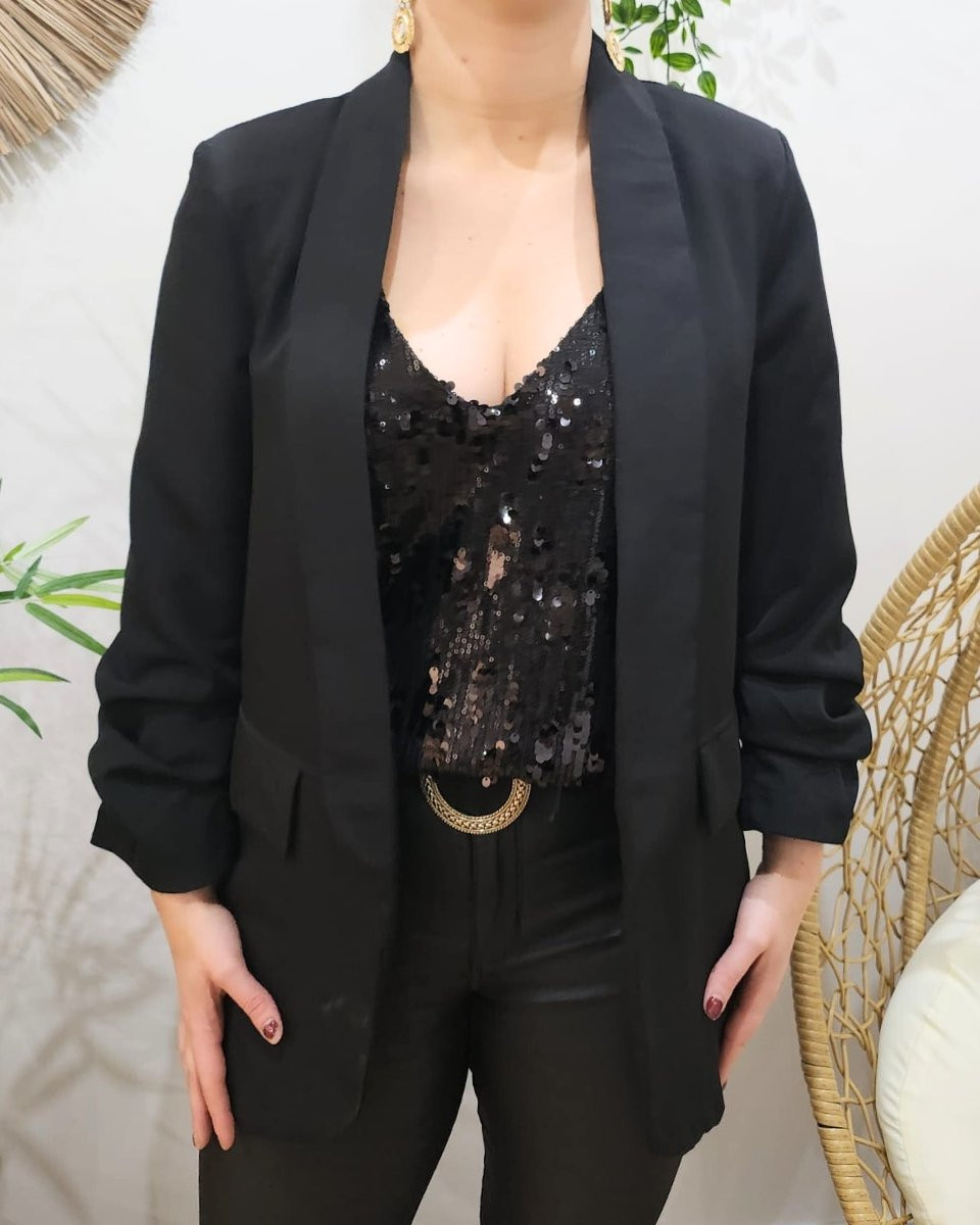 Top femme noir à sequins Cassiane