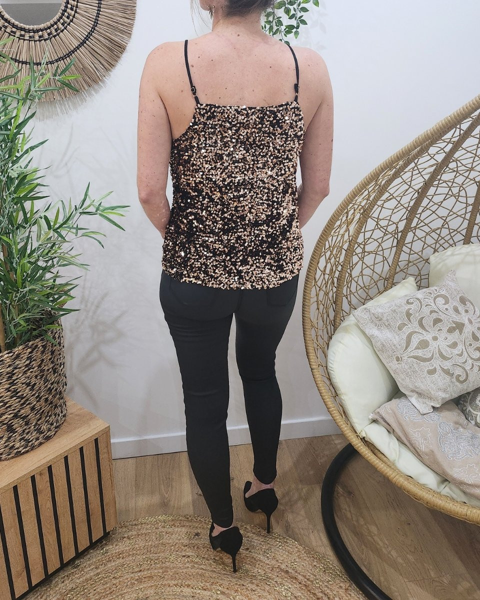 Top femme à sequins cuivrés Amal