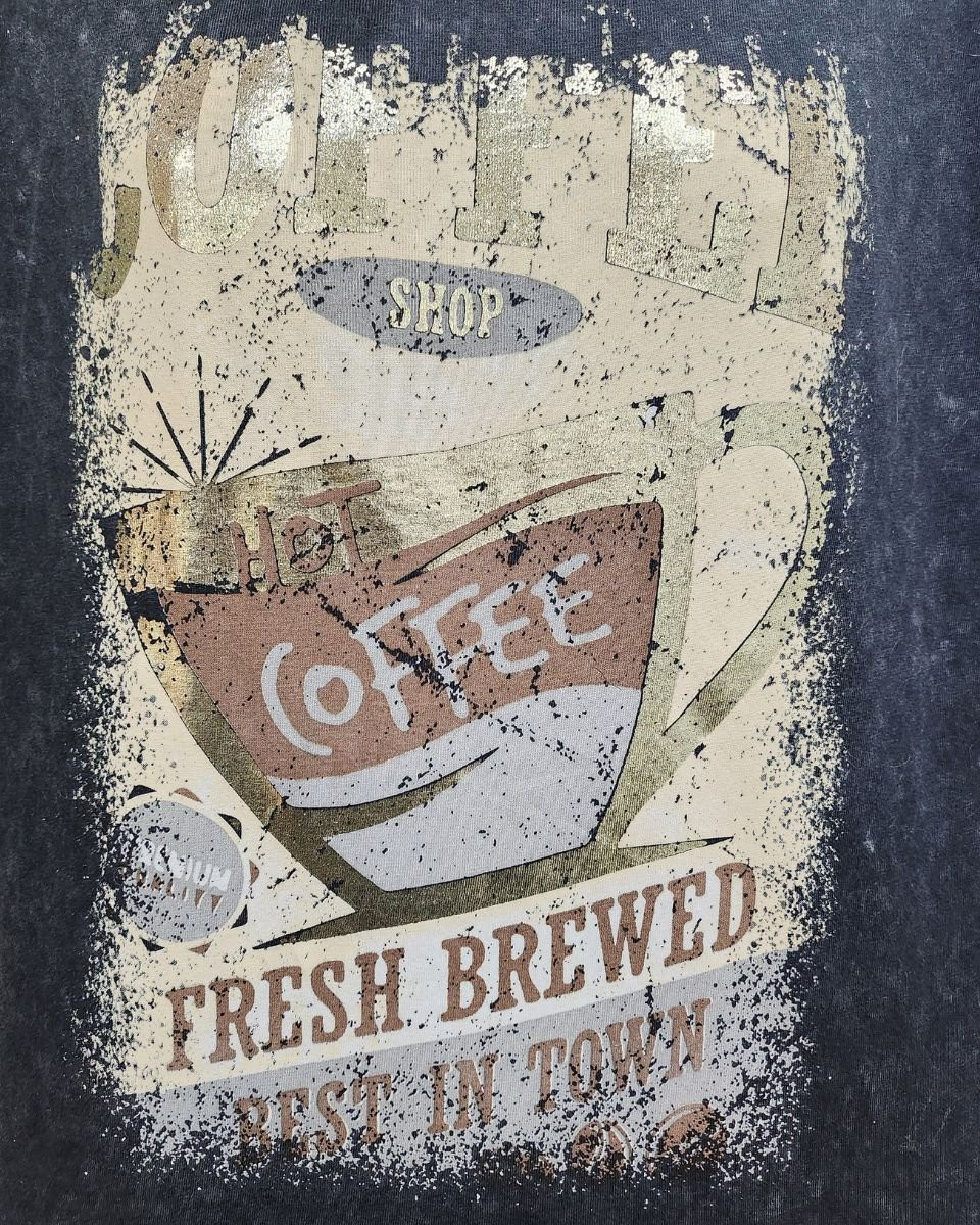 T-shirt femme gris délavé Coffee