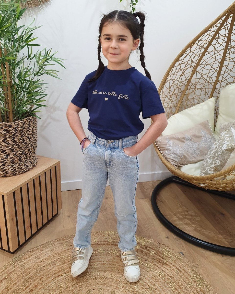 T-Shirt enfant marine Telle mère telle fille doré
