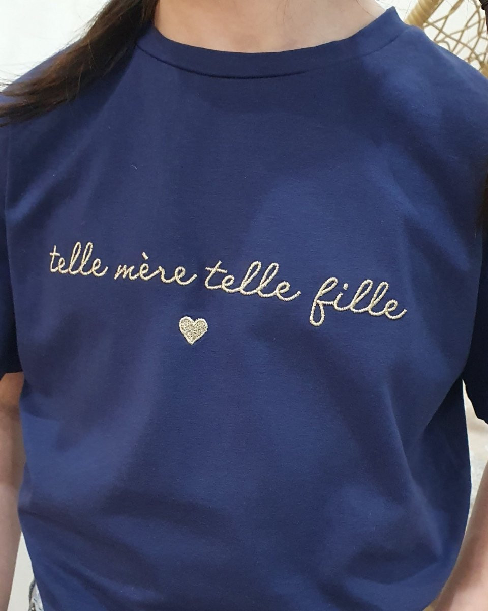 T-Shirt enfant marine Telle mère telle fille doré