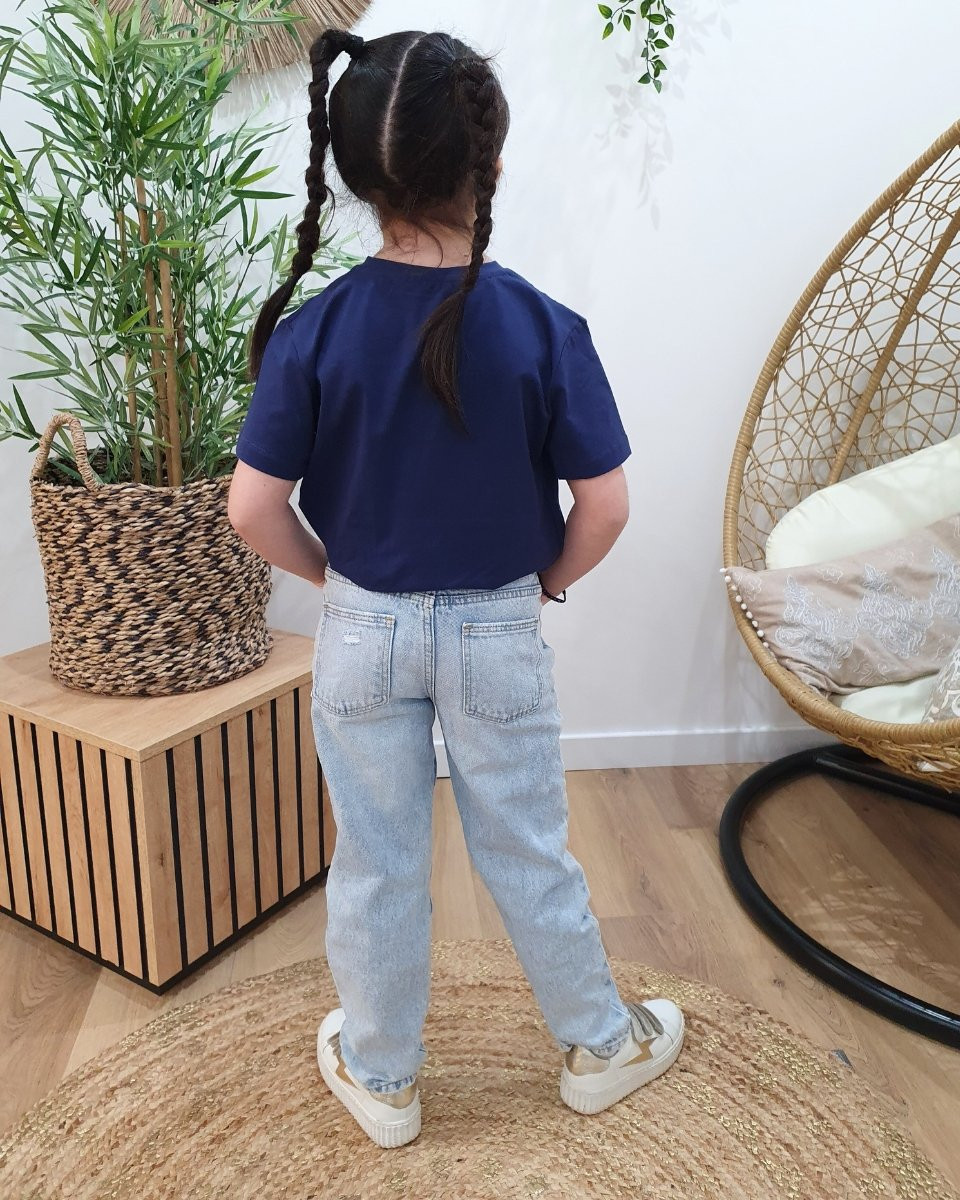 T-Shirt enfant marine Telle mère telle fille doré