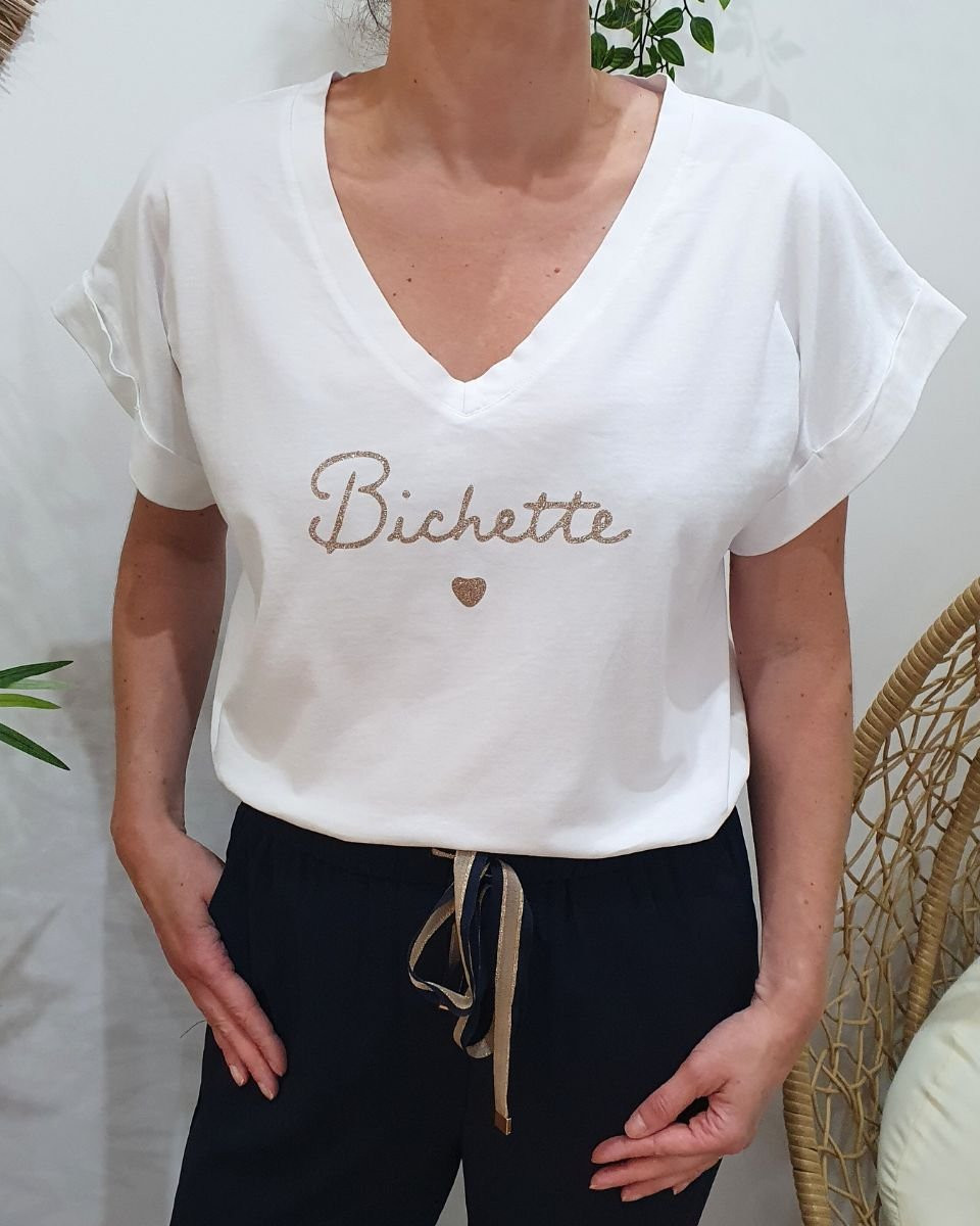T-shirt femme Bichette paillettes