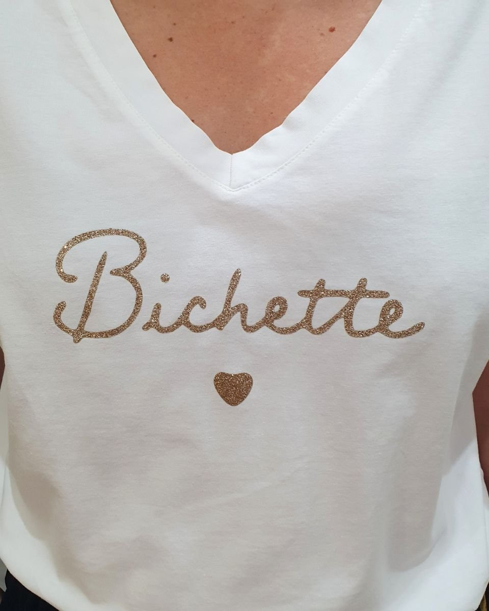 T-shirt femme Bichette paillettes