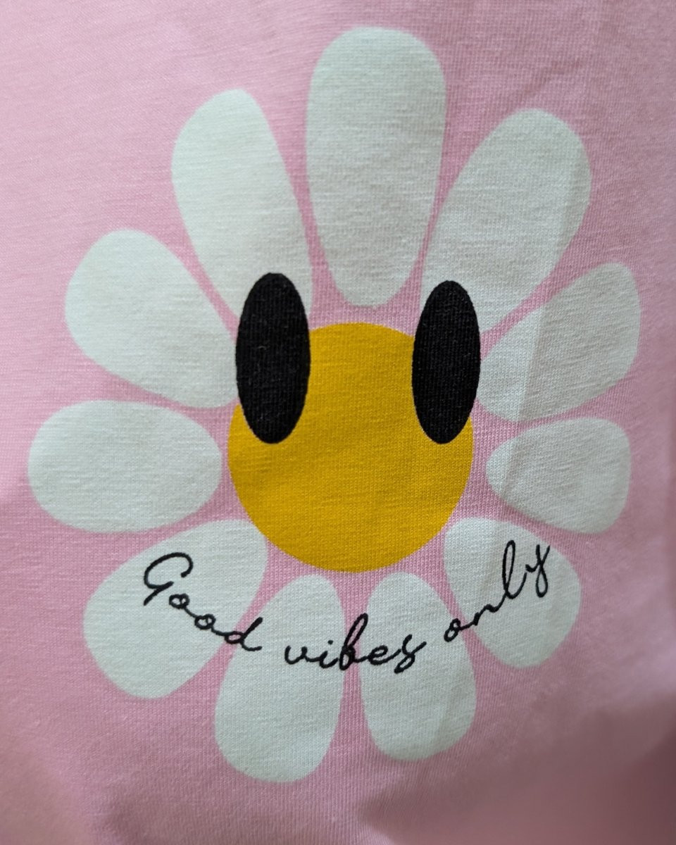 T-Shirt femme rose fleurs good vibes Only