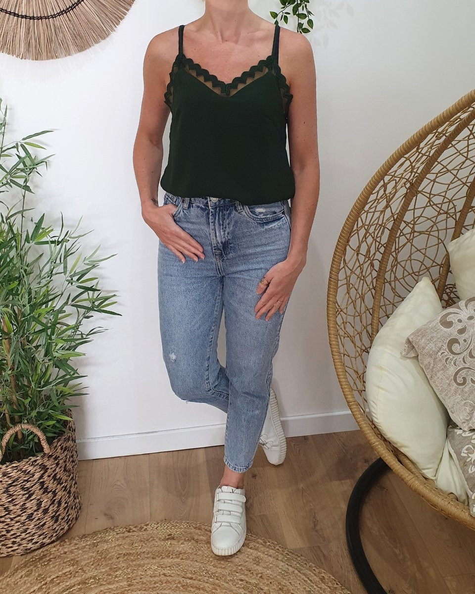 Top femme à bretelles kaki Nicolette