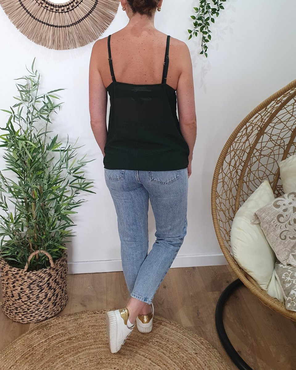 Top femme à bretelles kaki Nicolette