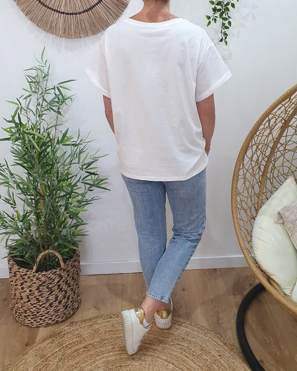 T-shirt femme blanc La Dolce Vita multicolore