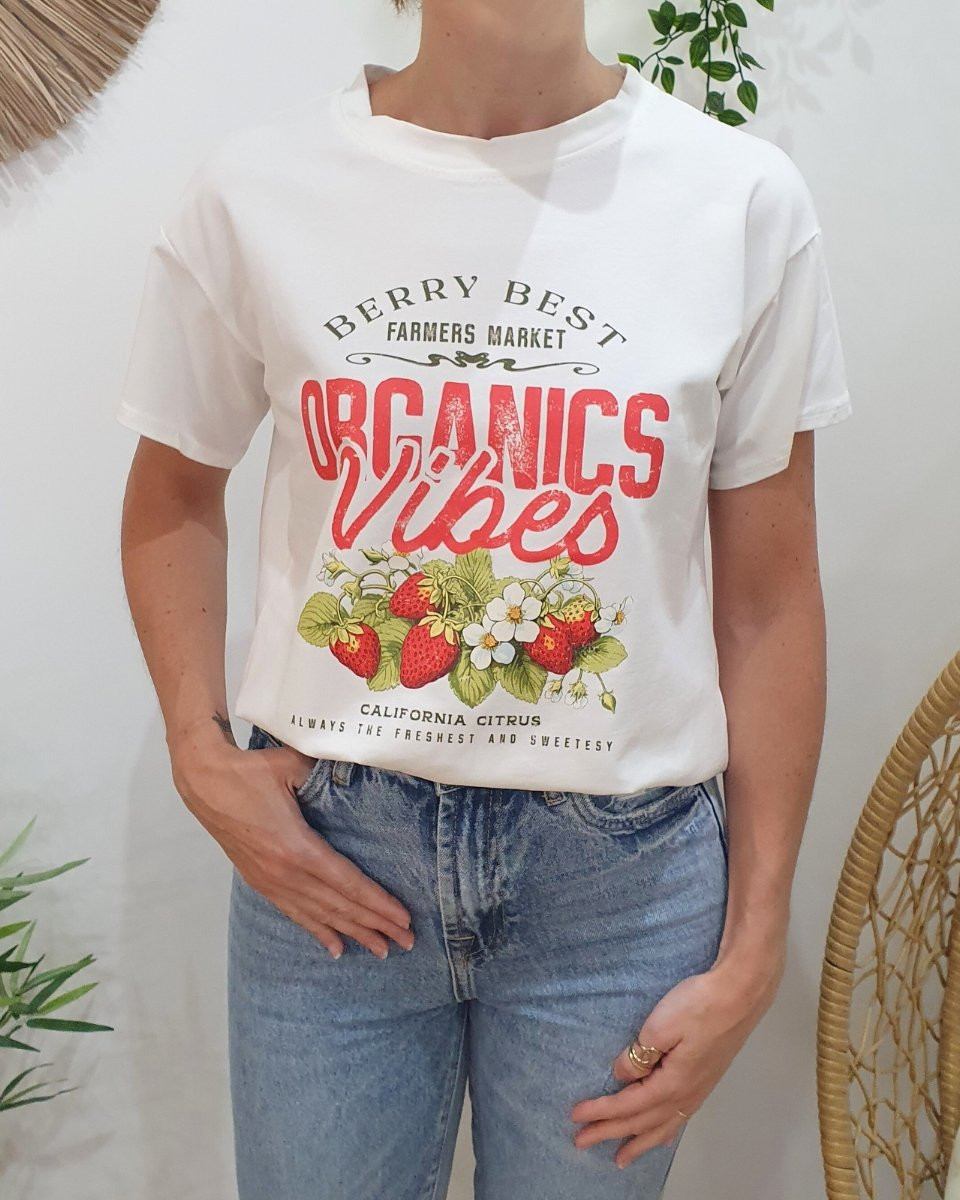 T-shirt femme blanc Organics vibes