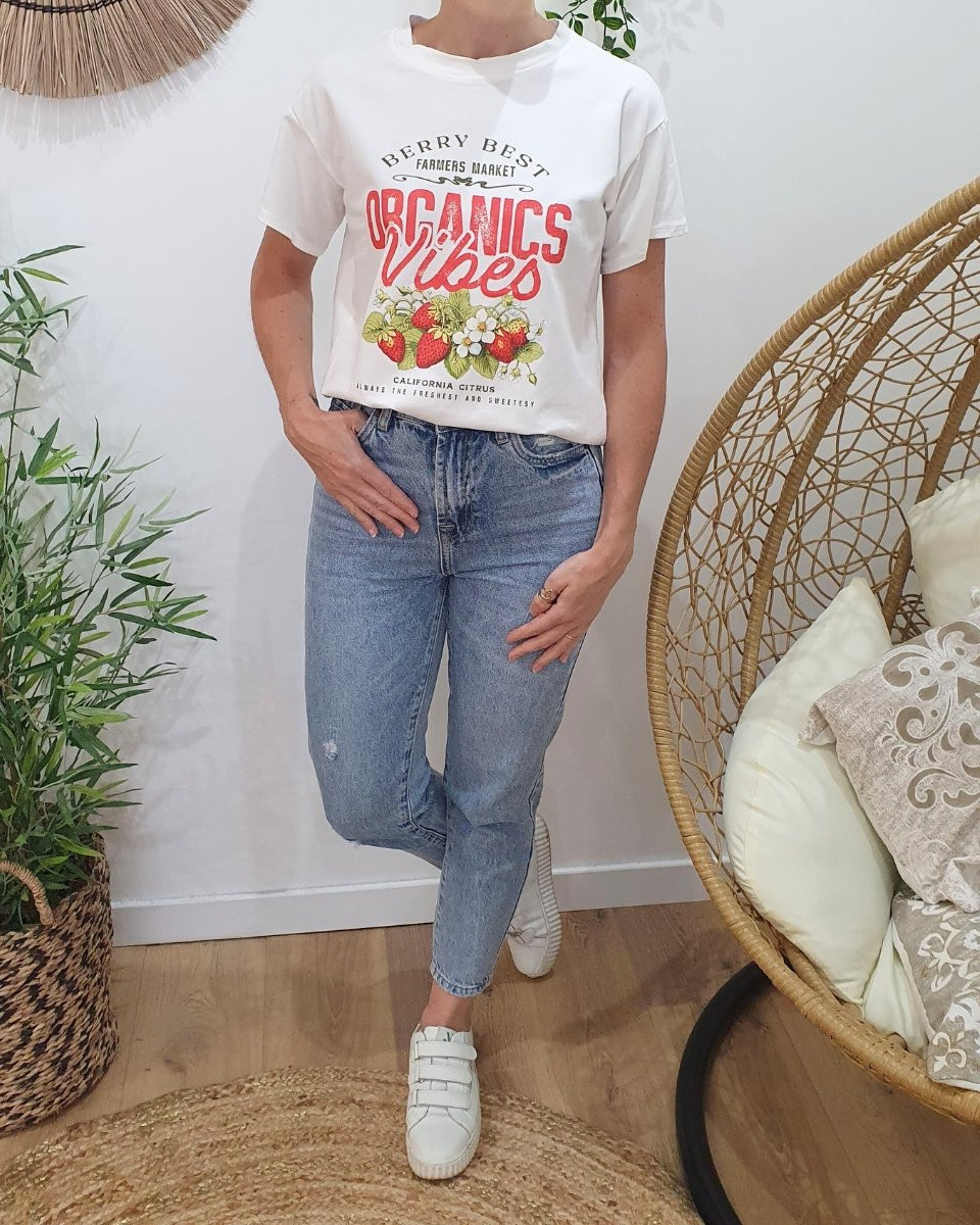 T-shirt femme blanc Organics vibes