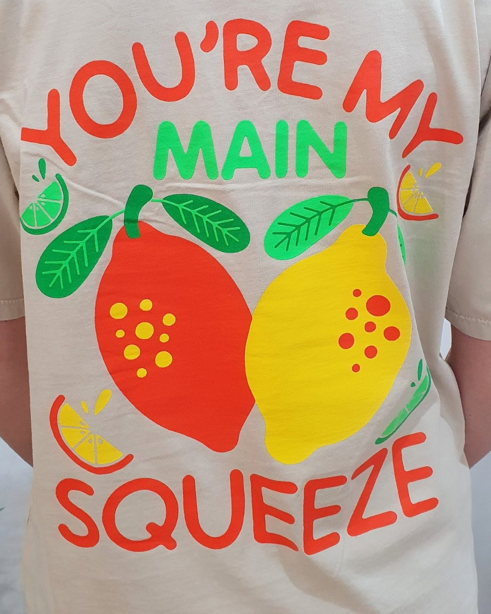 T-shirt femme beige Squeeze orange jaune vert