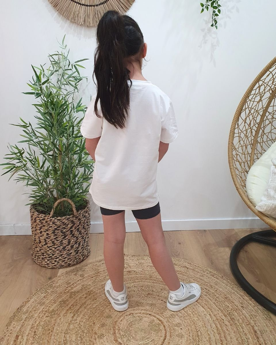 T-Shirt enfant blanc Super mini bleu marine