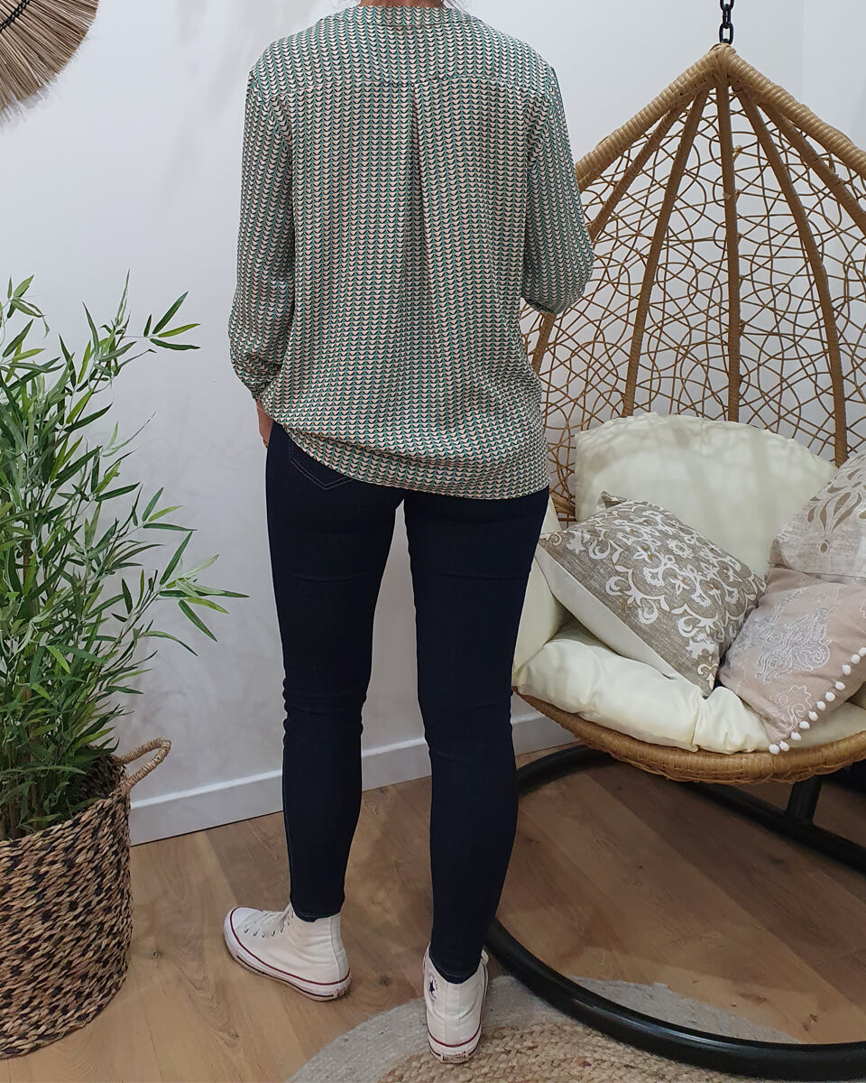 Tunique verte triangle saumon liseré cuivré