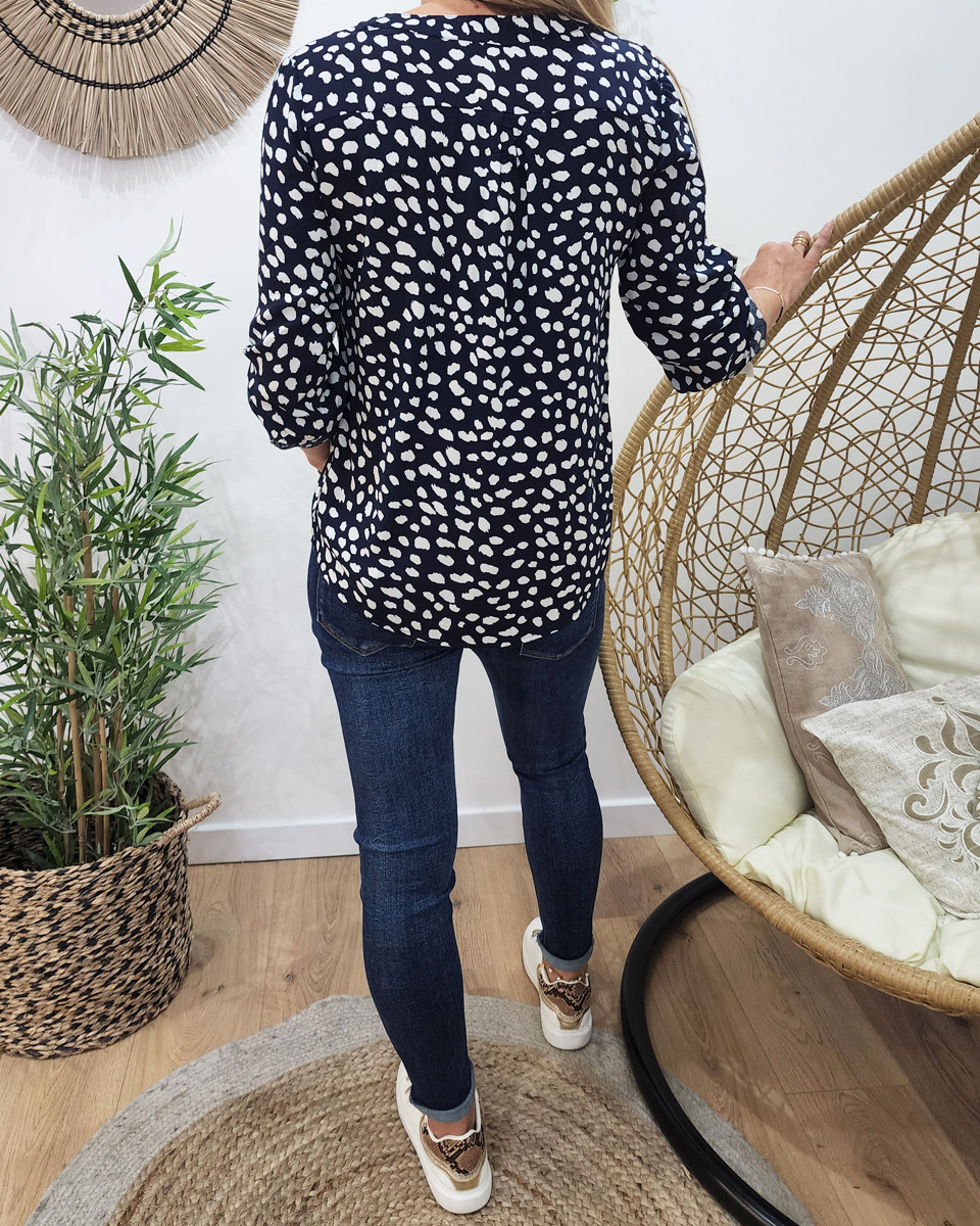 Tunique marine à taches blanches