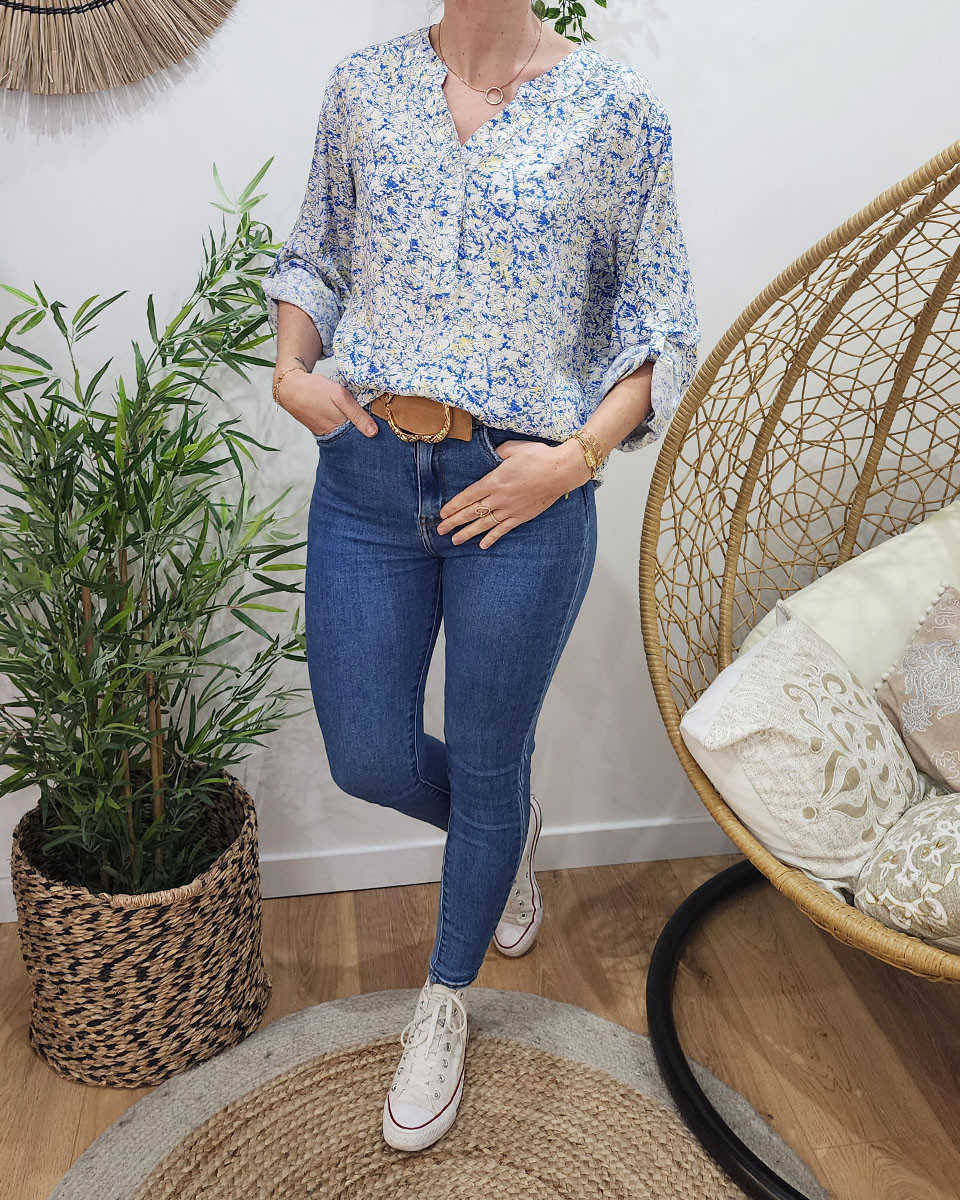 Tunique femme bleu jaune Erika