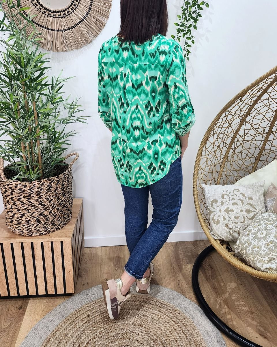Tunique femme verte à motifs Jasmina