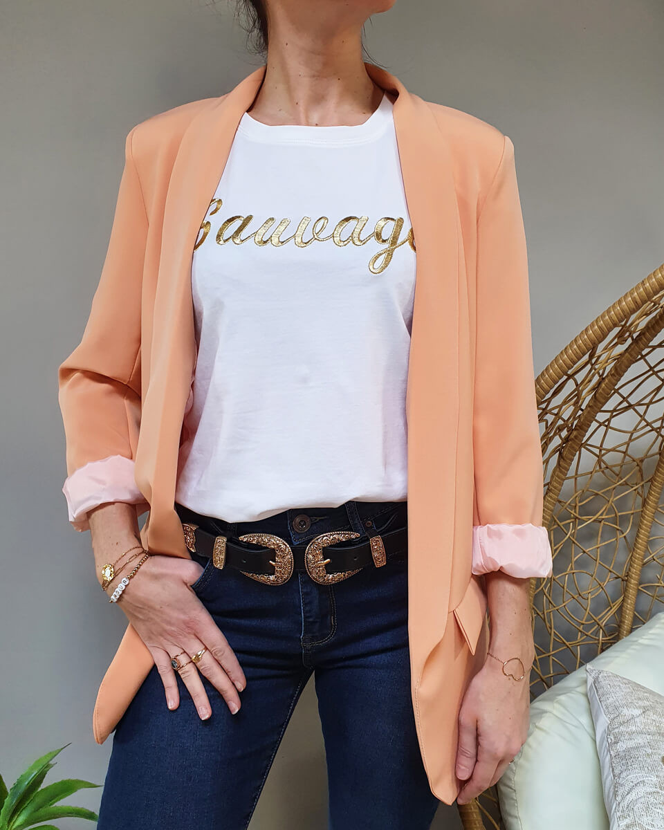 Veste blazer unie pêche