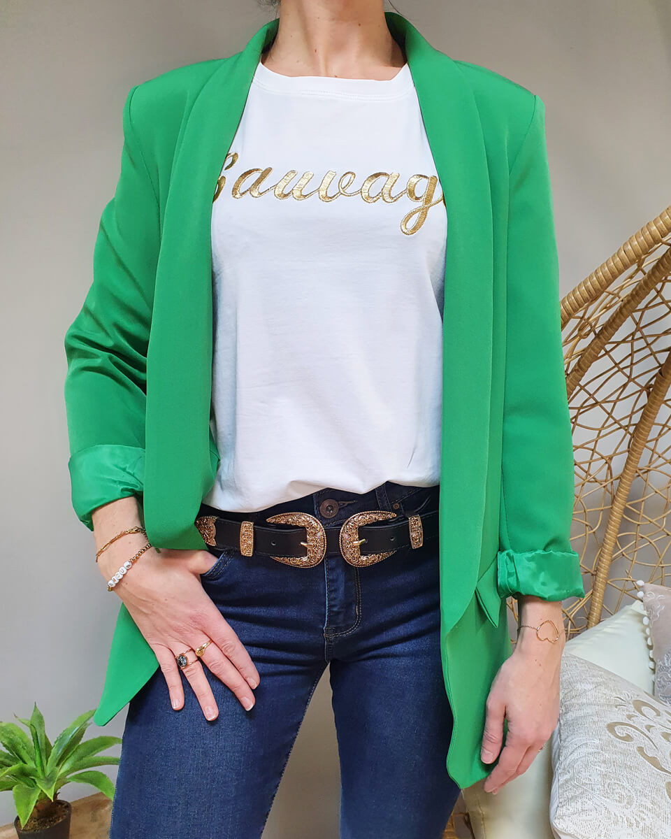 Veste blazer unie verte