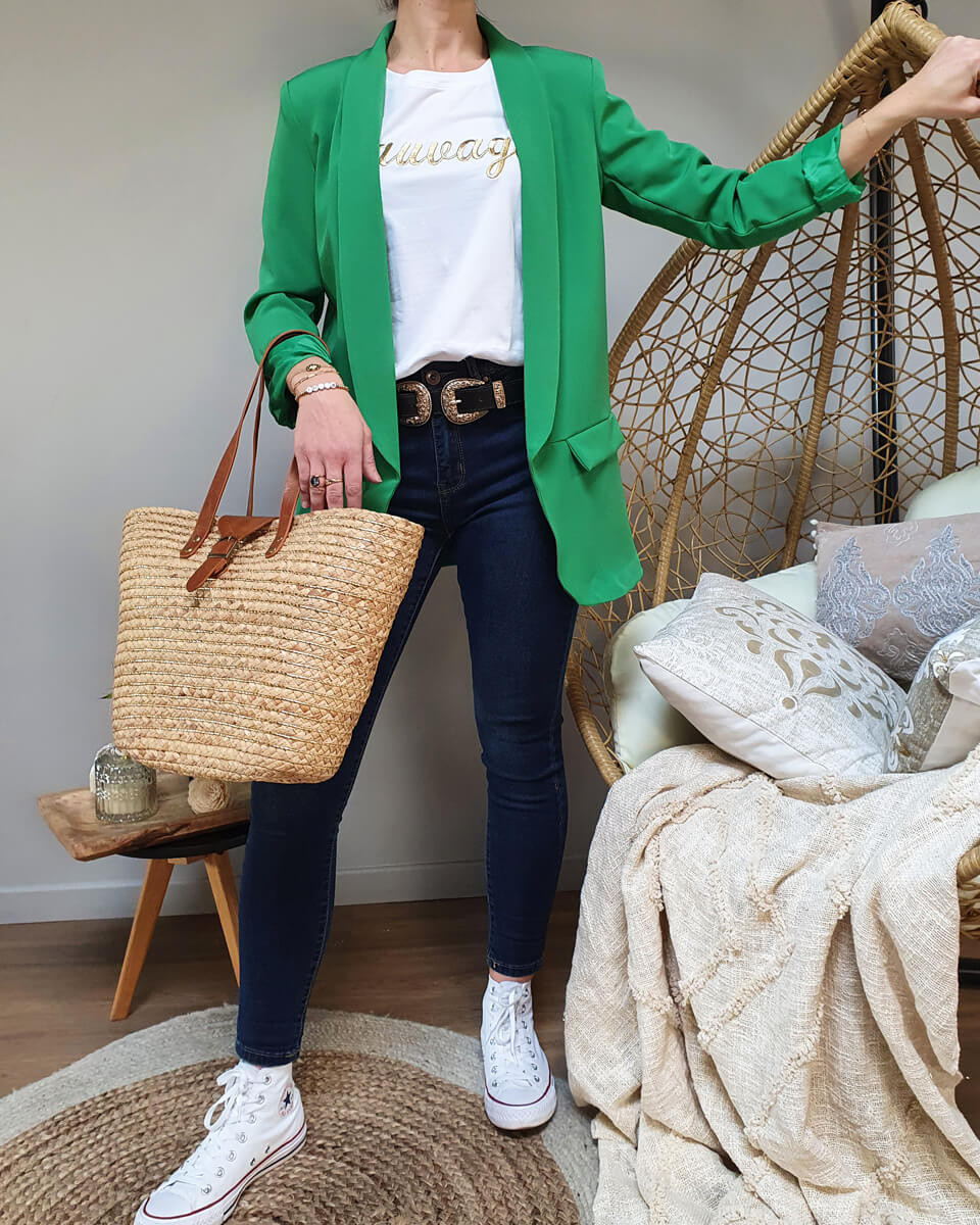 Veste blazer unie verte